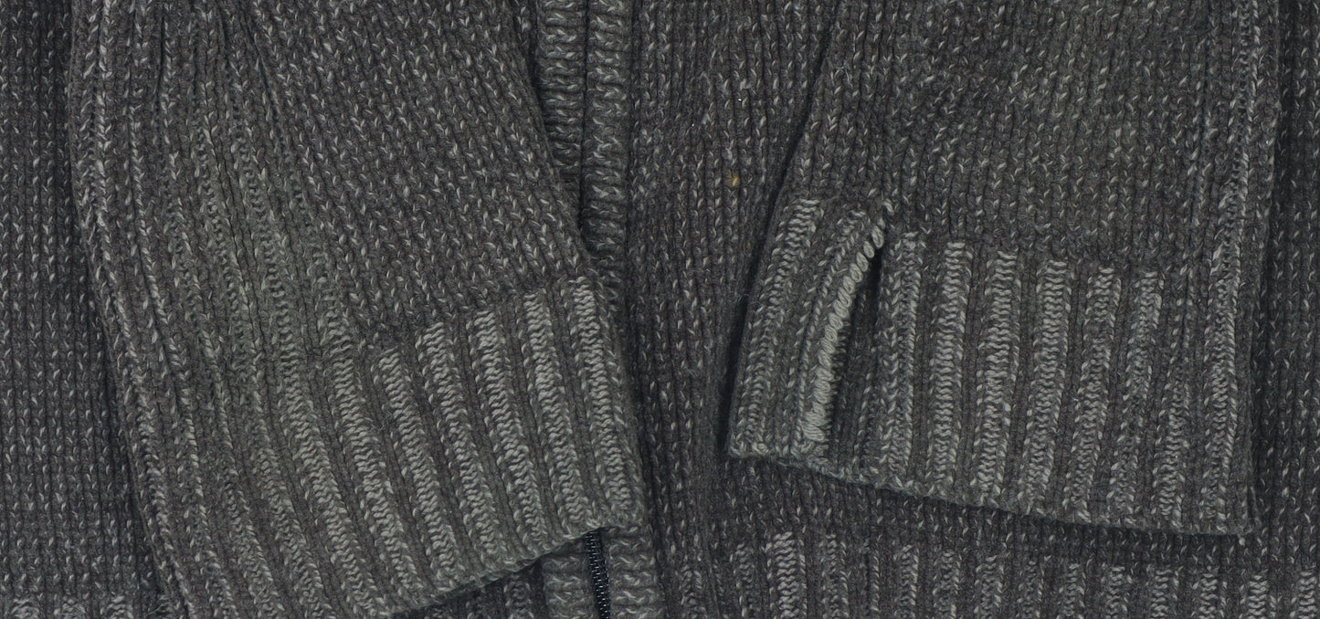 Burton Men's Brown Acrylic Full Zip High Neck Jumper Size L