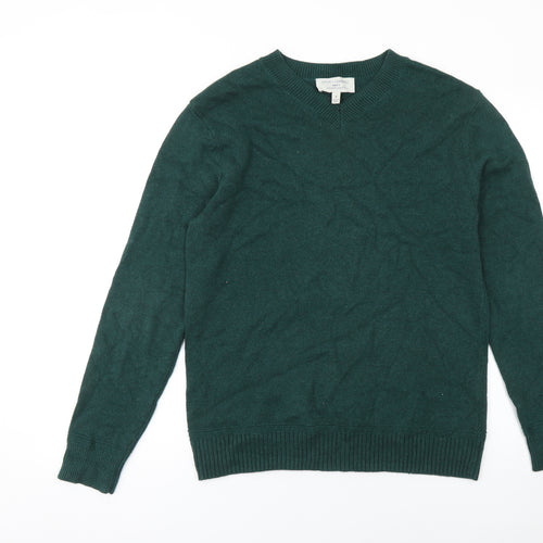 Seasalt Cornwall Men's Green Organic Cotton V-Neck Jumper Size S