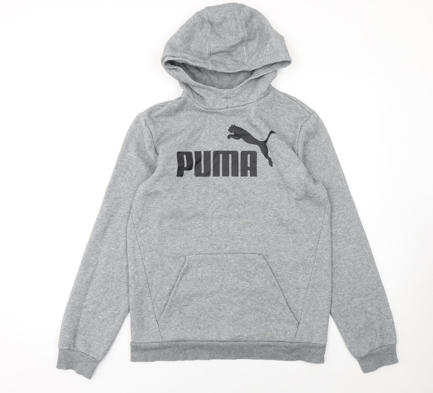 Puma Boys Grey Pullover Hoodie 16-15-16Y Regular Fit Fleece Sweatshirt
