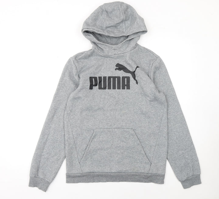Puma Boys Grey Pullover Hoodie 16-15-16Y Regular Fit Fleece Sweatshirt