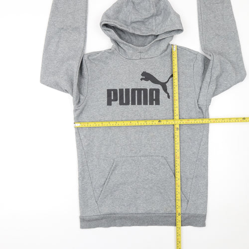 Puma Boys Grey Pullover Hoodie 16-15-16Y Regular Fit Fleece Sweatshirt