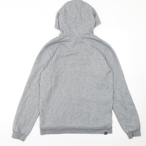 Puma Boys Grey Pullover Hoodie 16-15-16Y Regular Fit Fleece Sweatshirt