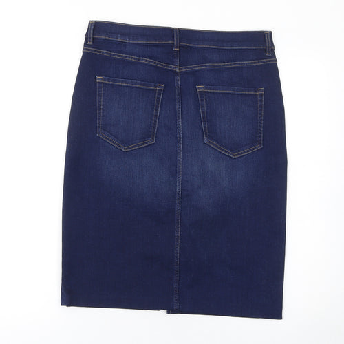 Marks and Spencer Womens Blue Denim Knee Length Pencil Skirt Size 12