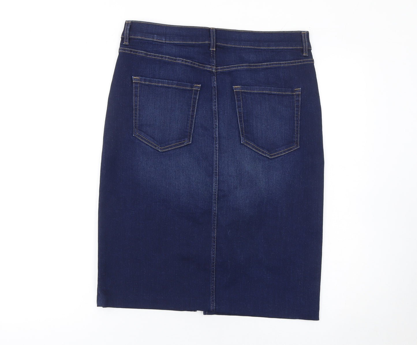 Marks and Spencer Womens Blue Denim Knee Length Pencil Skirt Size 12