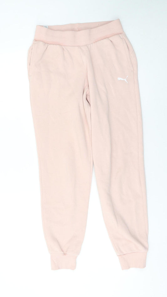 Puma Girls Pink Jogger Sweatpants 13-14 Years Cotton Blend Fleece Trousers