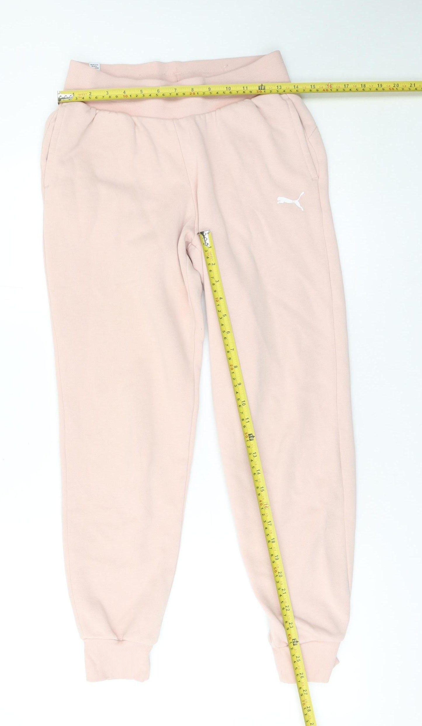 Puma Girls Pink Jogger Sweatpants 13-14 Years Cotton Blend Fleece Trousers
