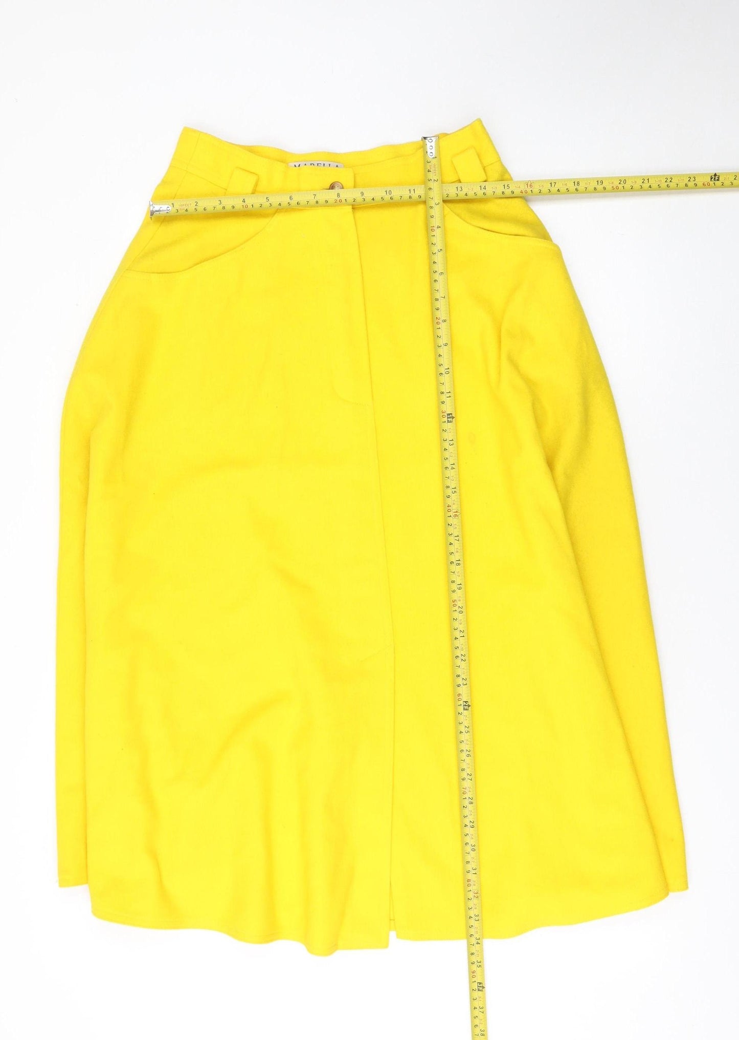 Marella Women’s Yellow Wool Blend A-Line Knee Length Skirt Size 14