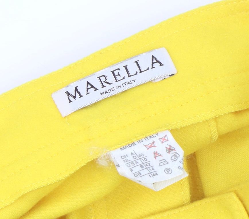 Marella Women’s Yellow Wool Blend A-Line Knee Length Skirt Size 14