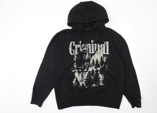 Criminal Damage Men's Black L Pullover Hoodie with Graphic Print