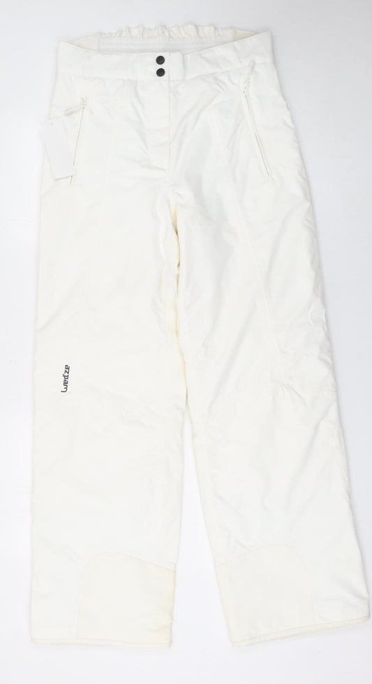 Wedze Women’s White Snow Pants Size 12 Waterproof Ski Trousers