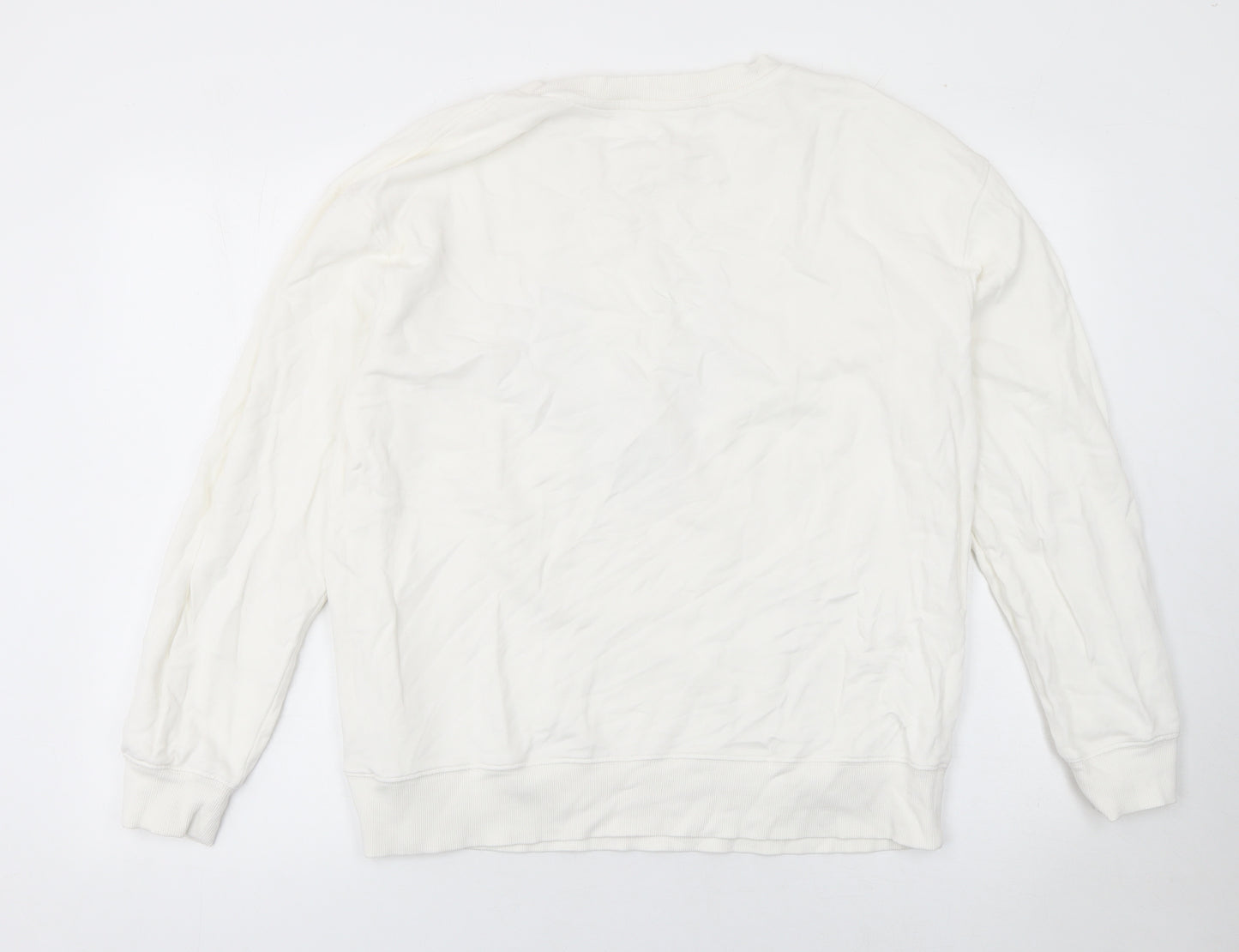 Hush Women White Graphic Pullover Sweatshirt Size M Relaxed Fit