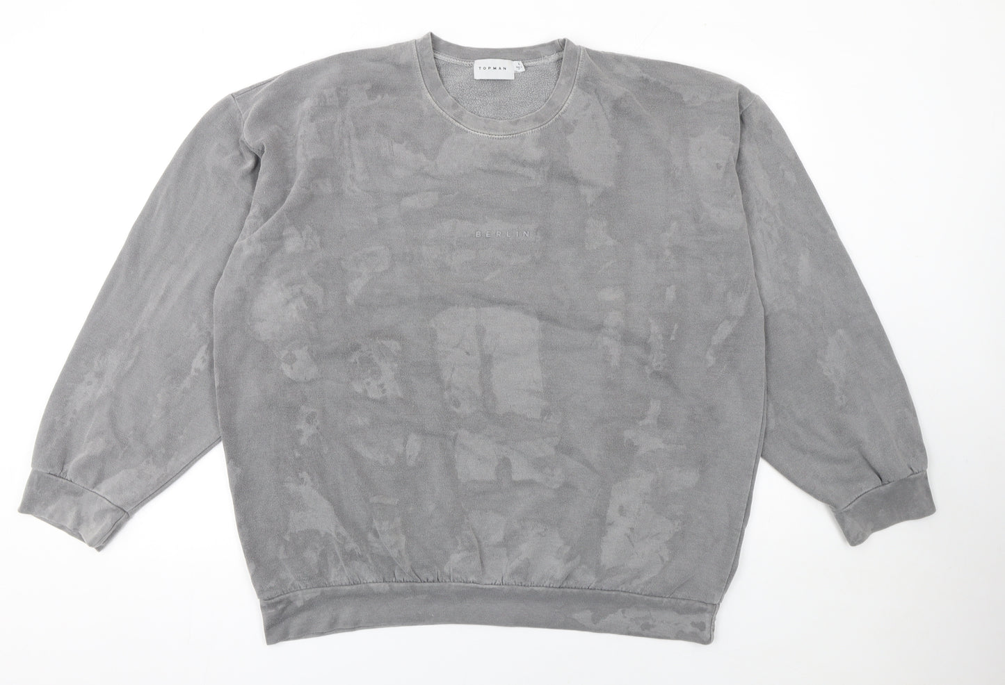 Topman Men’s Grey Pullover Sweatshirt L Berlin Logo Fleece