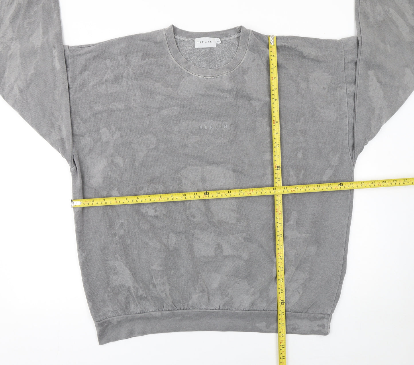 Topman Men’s Grey Pullover Sweatshirt L Berlin Logo Fleece