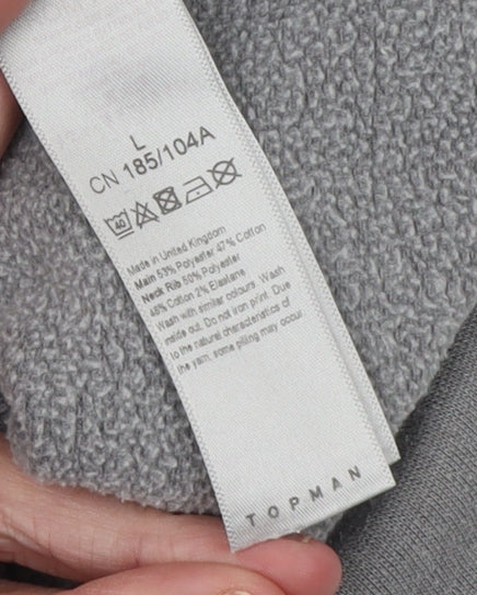 Topman Men’s Grey Pullover Sweatshirt L Berlin Logo Fleece