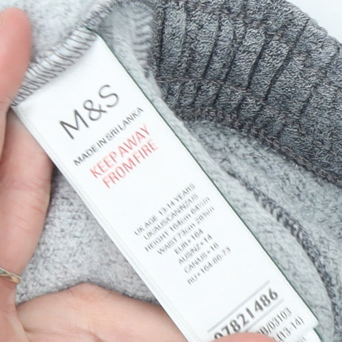 Marks and Spencer Boys Grey Jogger Trousers 13 Years Cotton Blend Elastic Waist