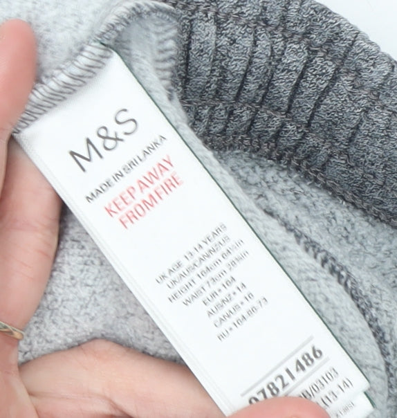 Marks and Spencer Boys Grey Jogger Trousers 13 Years Cotton Blend Elastic Waist