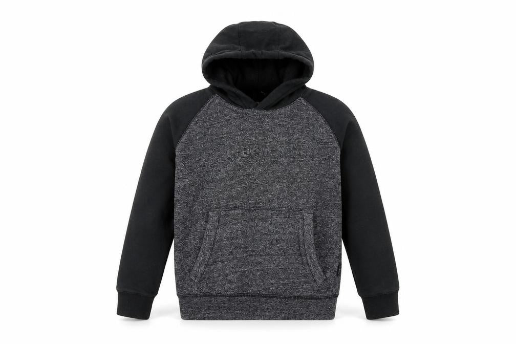 Front view of Bench boys’ grey colourblock hoodie 9-10 years pullover fleece sweatshirt