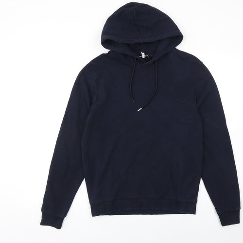 Reiss Men's Blue Pullover Hoodie Size M Cotton Casual Sweatshirt