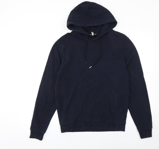 Reiss Men's Blue Pullover Hoodie Size M Cotton Casual Sweatshirt