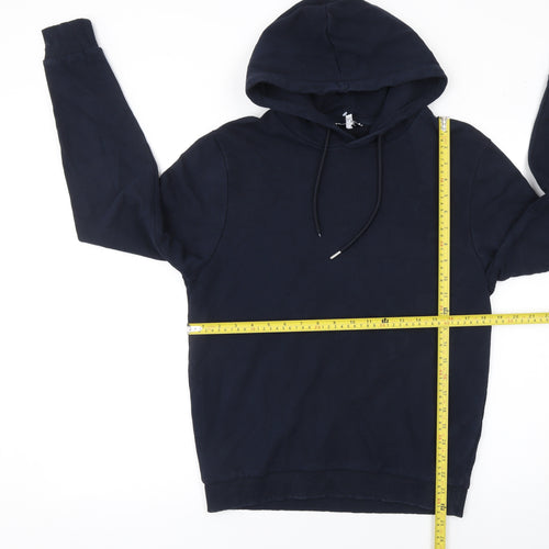 Reiss Men's Blue Pullover Hoodie Size M Cotton Casual Sweatshirt
