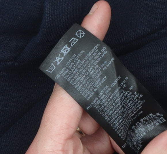 Reiss Men's Blue Pullover Hoodie Size M Cotton Casual Sweatshirt