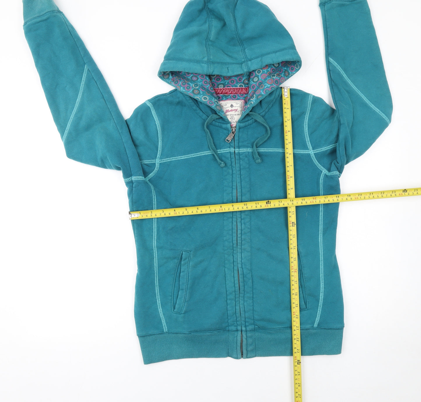 Mantaray Women’s Teal Full Zip Hoodie Size 12 Cotton Casual