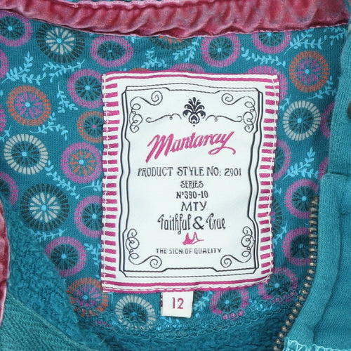 Mantaray Women’s Teal Full Zip Hoodie Size 12 Cotton Casual