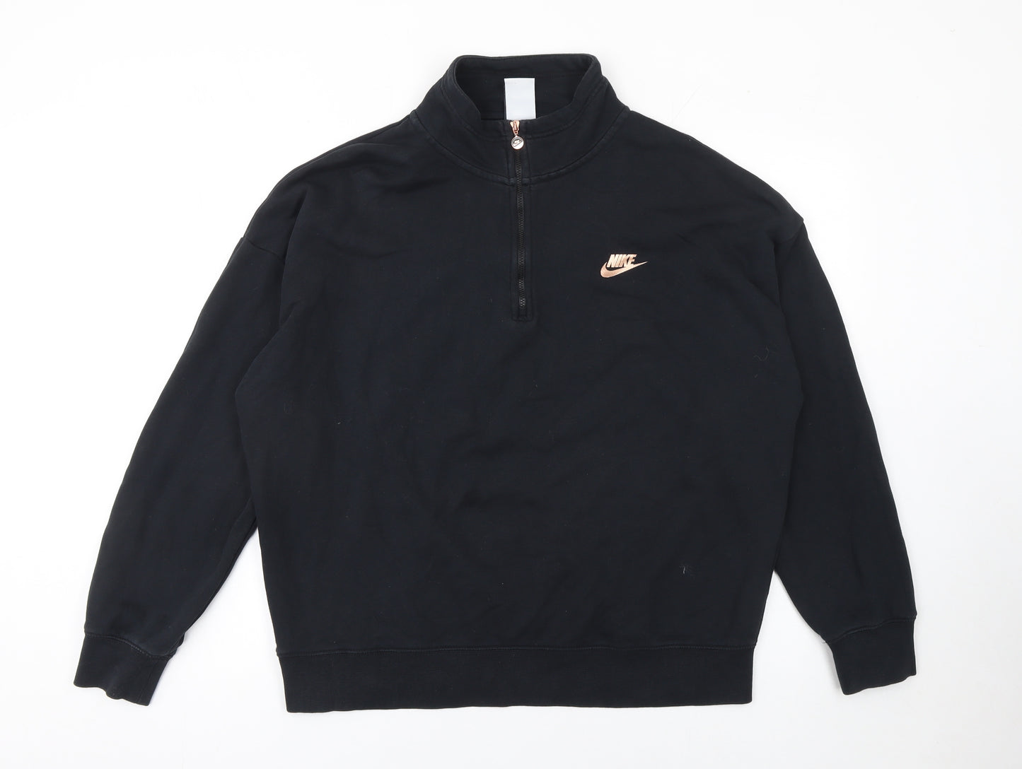 Nike Women's Black 1/4 Zip Oversized Fit Cotton Sweatshirt M