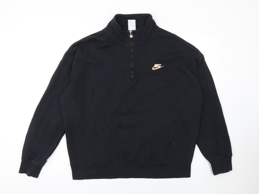 Nike Women's Black 1/4 Zip Oversized Fit Cotton Sweatshirt M