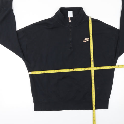 Nike Women's Black 1/4 Zip Oversized Fit Cotton Sweatshirt M