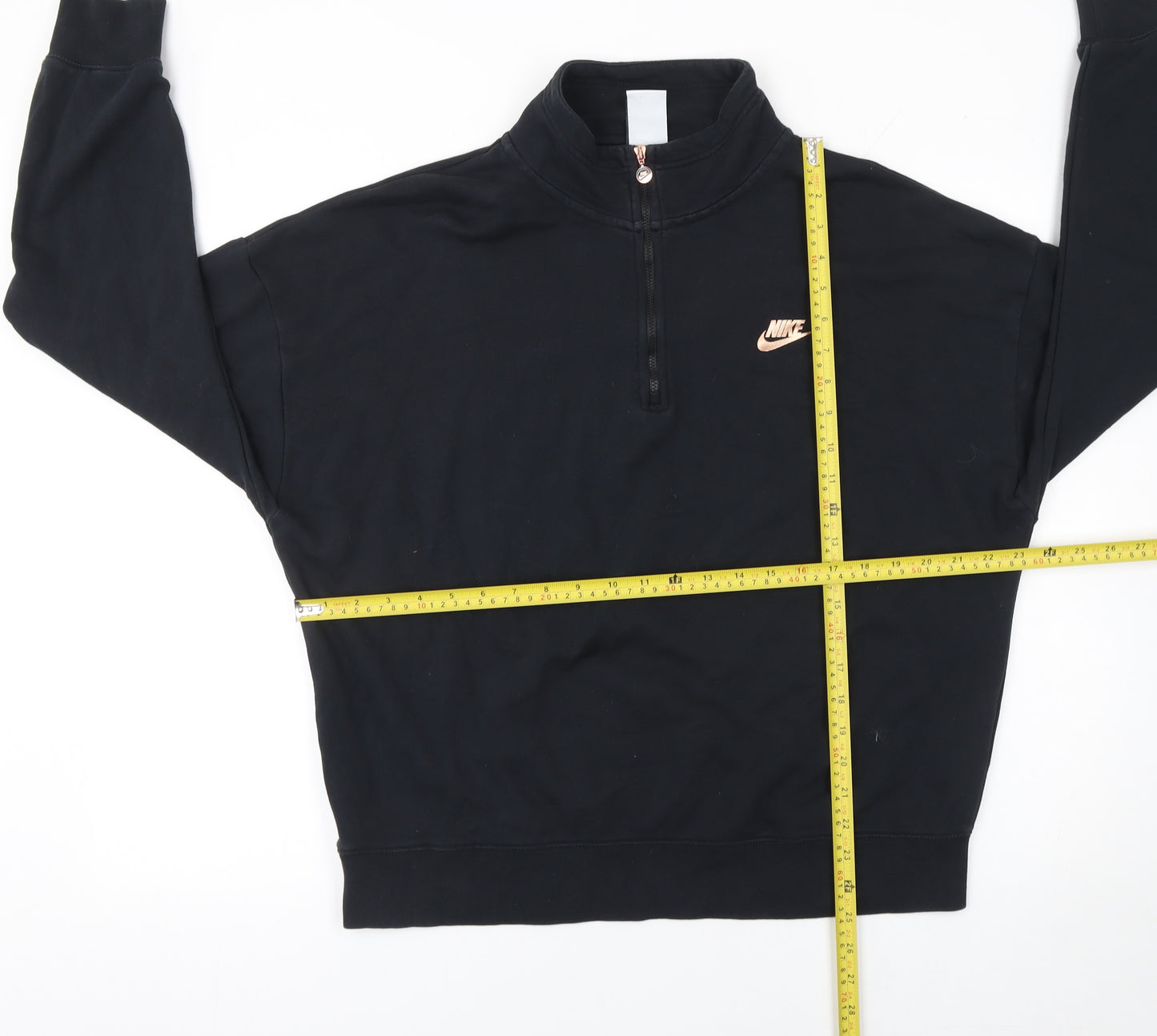 Nike Women's Black 1/4 Zip Oversized Fit Cotton Sweatshirt M