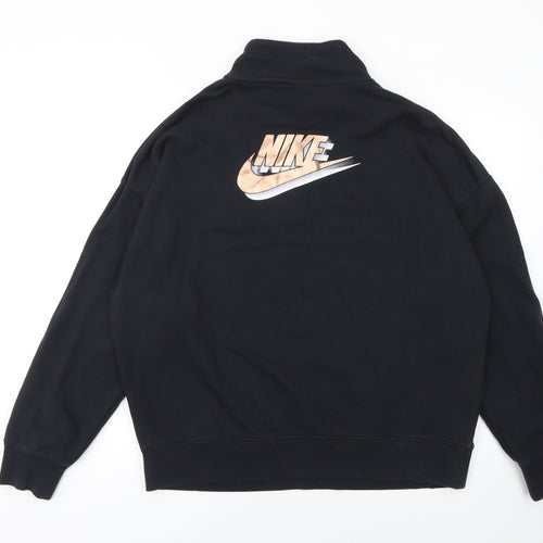 Nike Women's Black 1/4 Zip Oversized Fit Cotton Sweatshirt M