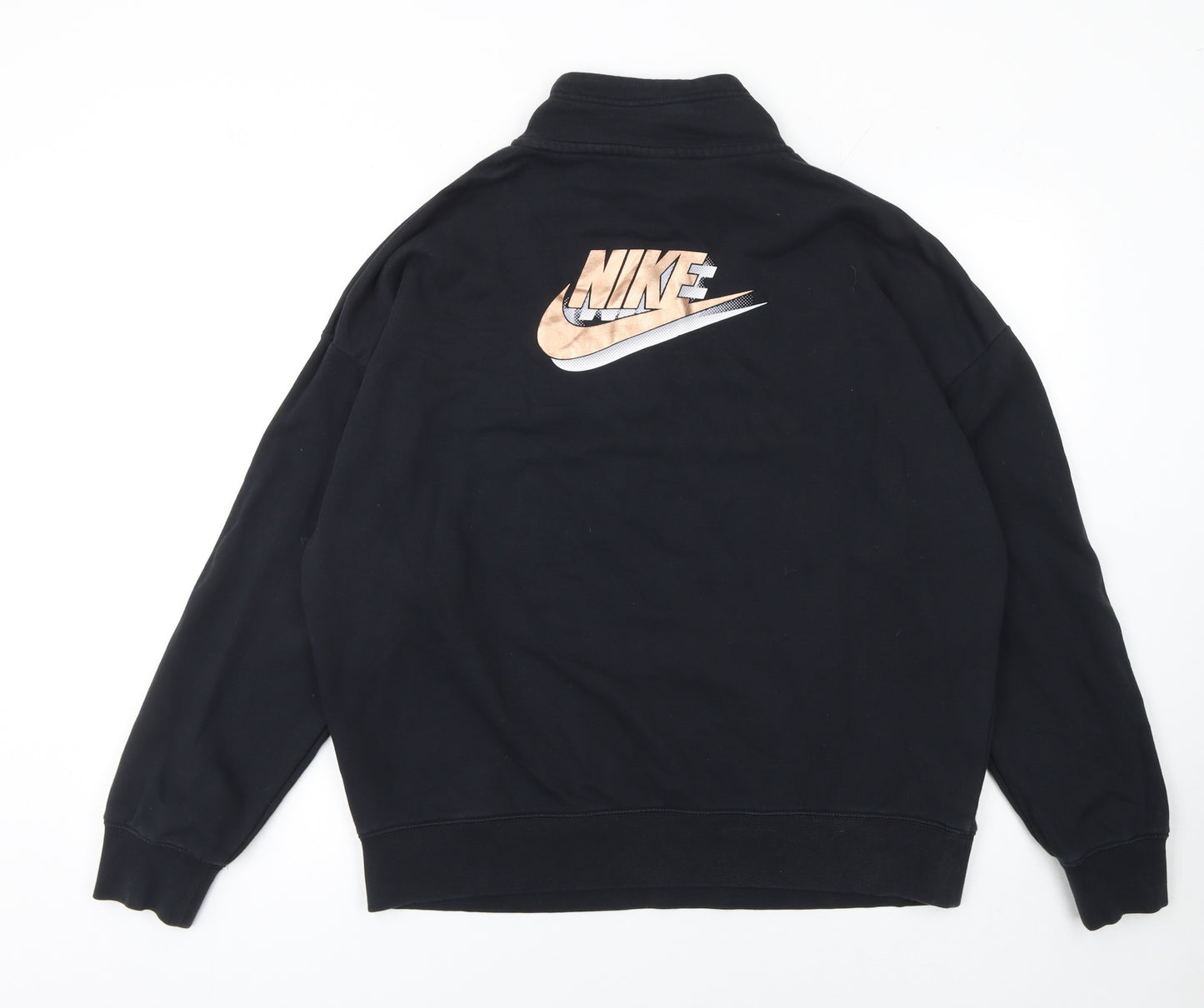 Nike Women's Black 1/4 Zip Oversized Fit Cotton Sweatshirt M