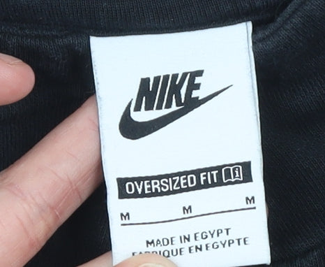 Nike Women's Black 1/4 Zip Oversized Fit Cotton Sweatshirt M