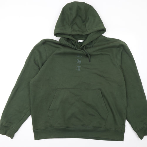 Next Men’s Green XL Pullover Hoodie with Logo Graphic Print