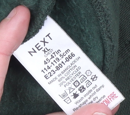 Next Men’s Green XL Pullover Hoodie with Logo Graphic Print