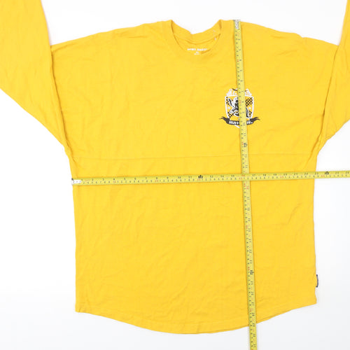 Spirit Jersey Men’s Yellow Hufflepuff Long Sleeve Cotton T-Shirt Size M