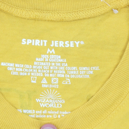 Spirit Jersey Men’s Yellow Hufflepuff Long Sleeve Cotton T-Shirt Size M