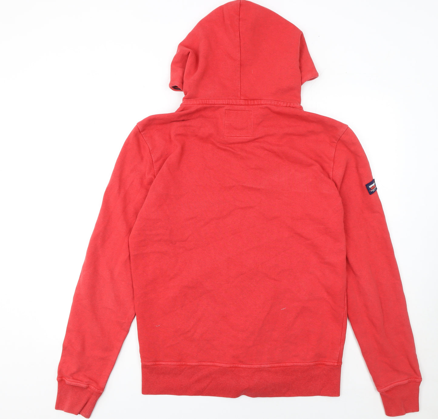 Superdry Men’s Red Full Zip Hoodie Size M Cotton Logo Sweatshirt