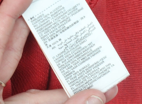 Superdry Men’s Red Full Zip Hoodie Size M Cotton Logo Sweatshirt