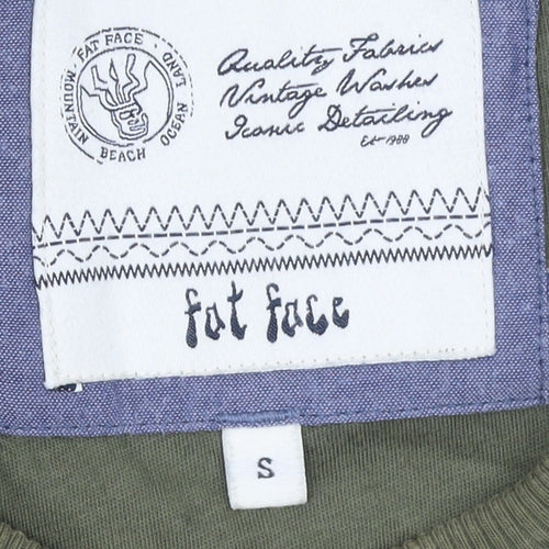 Fat Face Men's Green Pullover Sweatshirt S Regular Fit Cotton Outdoor Style