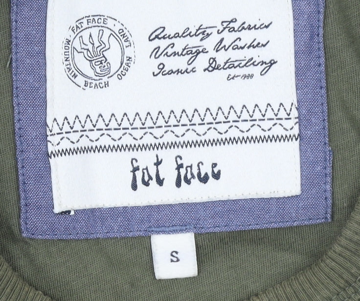 Fat Face Men's Green Pullover Sweatshirt S Regular Fit Cotton Outdoor Style