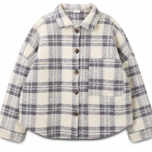 Next Girls Beige Checked Fringe Shirt Jacket 10 Years Polyester Autumn Winter