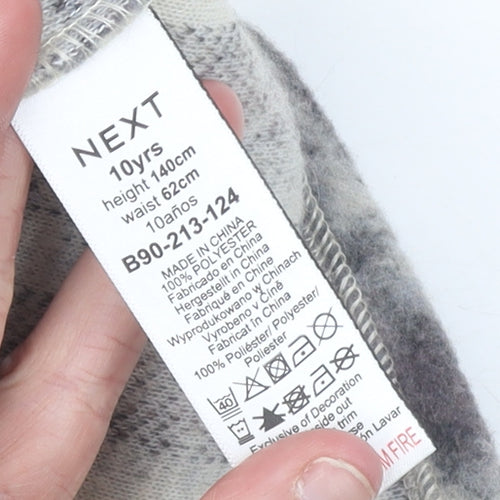 Next Girls Beige Checked Fringe Shirt Jacket 10 Years Polyester Autumn Winter