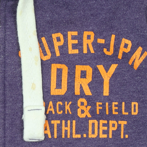 Superdry Women's Purple Full Zip Hoodie Size S Cotton Blend Athletic Print