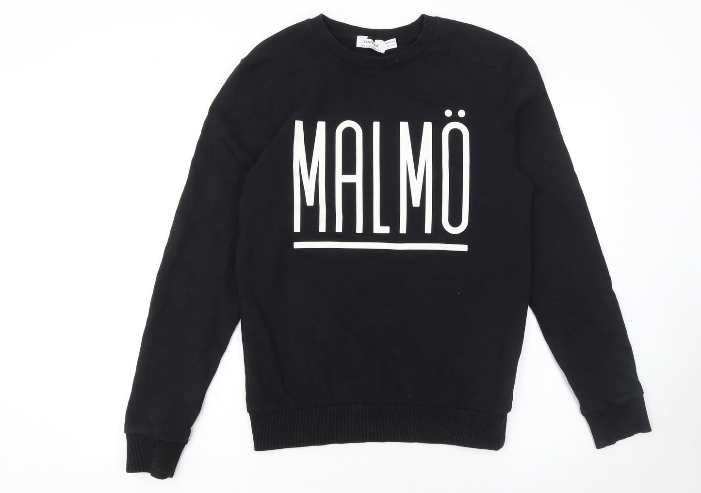 Topman Men’s Black Malmö Crew Neck Cotton Sweatshirt Size S