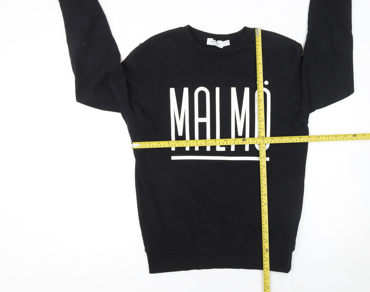 Topman Men’s Black Malmö Crew Neck Cotton Sweatshirt Size S