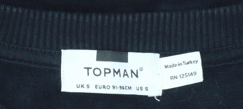 Topman Men’s Black Malmö Crew Neck Cotton Sweatshirt Size S