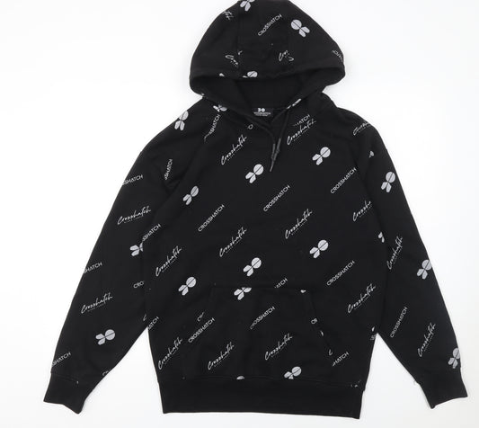 Crosshatch Men's Black Pullover Hoodie S Logo Graphic Fleece