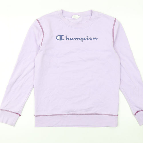 Champion Girls Purple Logo Pullover Sweatshirt L 11-12 Years